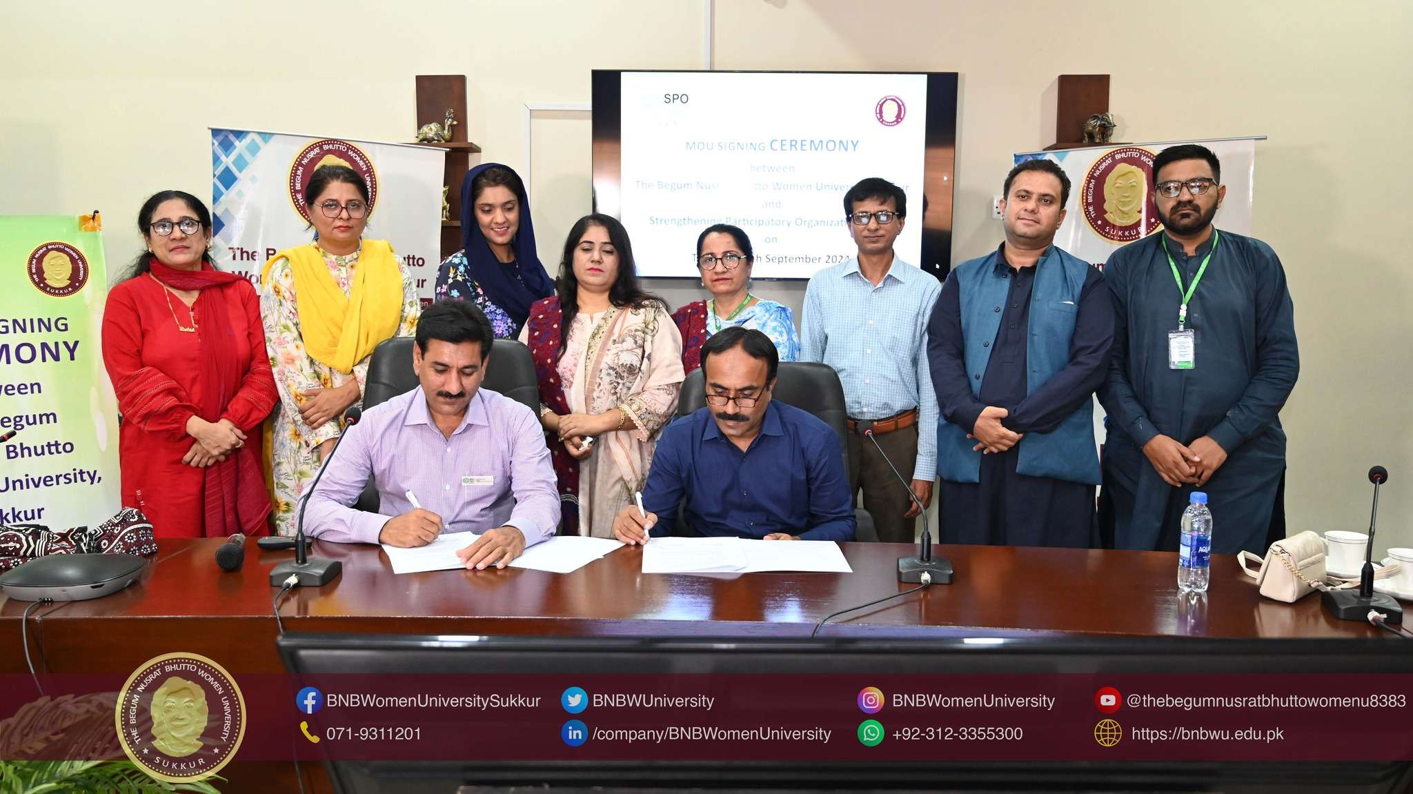 MoU Signing Between BNBWU Sukkur and Strengthening Participatory Organization – SPO